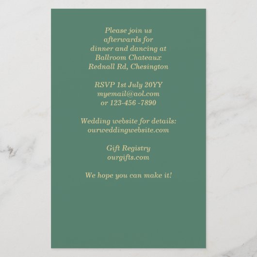 Papier Tournesols Eucalyptus Vert Mariage Invitations (Dos)