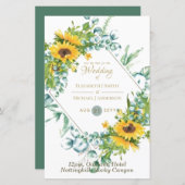 Papier Tournesols Eucalyptus Vert Mariage Invitations (Devant / Derrière)