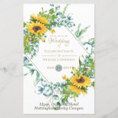 Papier Tournesols Eucalyptus Vert Mariage Invitations (Devant)