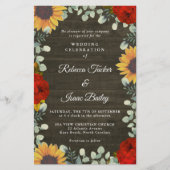 Papier Tournesols Roses rouges Russe Grey Mariage budget (Devant)