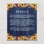 Papier Tournesols Rustiques Bleu Bois 2 En 1 Mariage Budg (Dos)