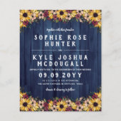 Papier Tournesols Rustiques Bleu Bois 2 En 1 Mariage Budg (Devant)