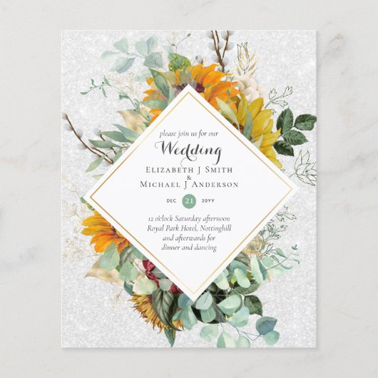 Papier Tournesols Rustiques Eucalyptus Greenery Mariage I (Devant)