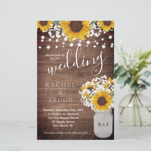 Papier Tournesols rustiques Mason Jar Lumières Budget Mar (Debout devant)