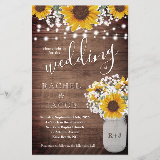 Papier Tournesols rustiques Mason Jar Lumières Budget Mar (Devant)