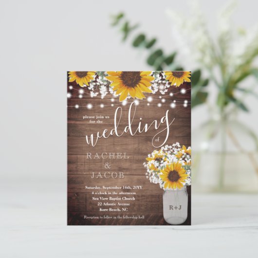 Papier Tournesols rustiques Mason Jar Lumières Budget Mar (Debout devant)