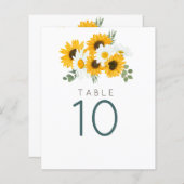 Papier Tournesols rustiques Numéro de table (Devant / Derrière)