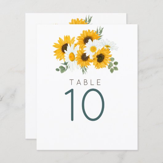 Papier Tournesols rustiques Numéro de table (Devant / Derrière)