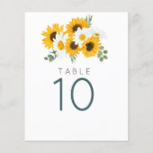 Papier Tournesols rustiques Numéro de table (Dos)