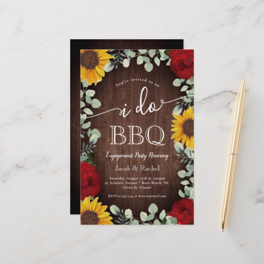 Papier Tournesols Rustiques Roses Je fais Fiançailles bar (Devant/Arrière en situation)