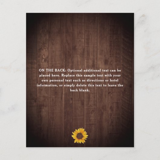 Papier Tournesols rustiques Surprise 80e anniversaire Inv (Dos)