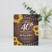 Papier Tournesols rustiques Surprise Invitation de 40e an (Debout devant)