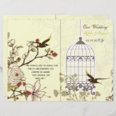 Papier tourterelles jaunes oiseau volière bi pli Programm (Devant / Derrière)