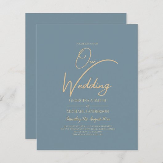 Papier Tout-en-1 Elégant verre de mer Turquoise Mariage o (Devant / Derrière)