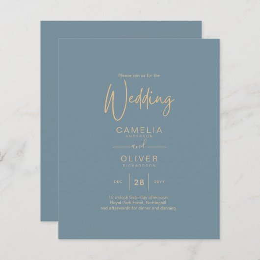 Papier Tout-en-1 Elégant verre de mer Turquoise Mariage o (Devant / Derrière)