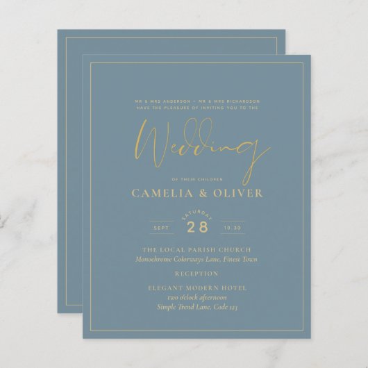 Papier Tout-en-1 Elégant verre de mer Turquoise Mariage o (Devant / Derrière)