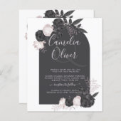 Papier Tout-en-1 Noir Blush Rose gothique Mariage QR Code (Devant / Derrière)
