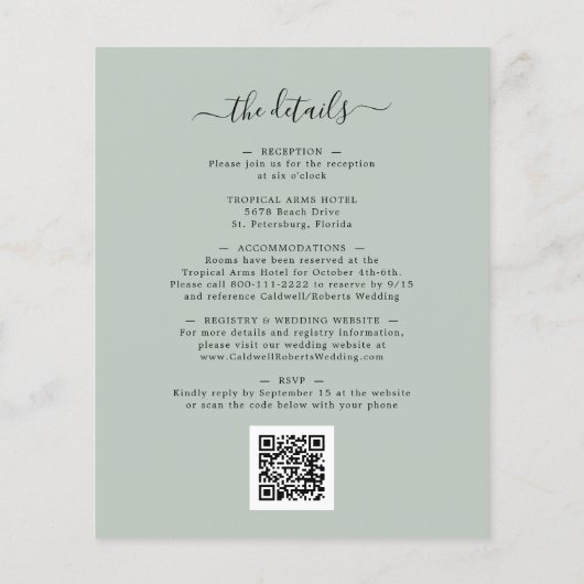 Papier Tout en un budget Eucalyptus Faire-part de mariage (Dos)