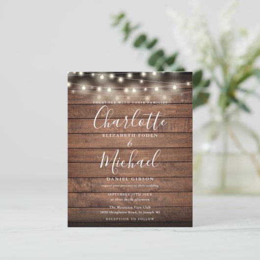 Papier Tout en un budget Faire-part de mariage rustique (Debout devant)