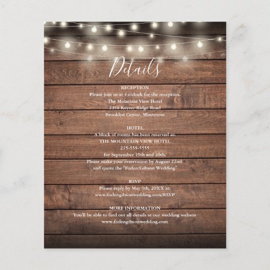 Papier Tout en un budget Faire-part de mariage rustique (Dos)