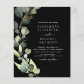 Papier Tout en un Eucalyptus Faire-part de mariage noir (Devant)