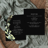 Papier Tout en un Eucalyptus Faire-part de mariage noir