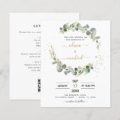 Papier Tout en un Eucalyptus QR Code Faire-part de mariag (Devant / Derrière)