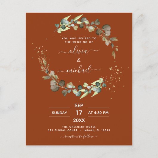 Papier Tout en un Eucalyptus QR Code Faire-part de mariag (Devant)