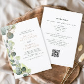 Papier Tout en un Eucalyptus QR Code Mariage Vert