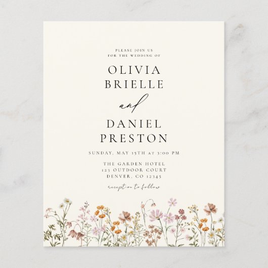 Papier Tout en un Fleur sauvage QR Code Jardin Mariage (Devant)