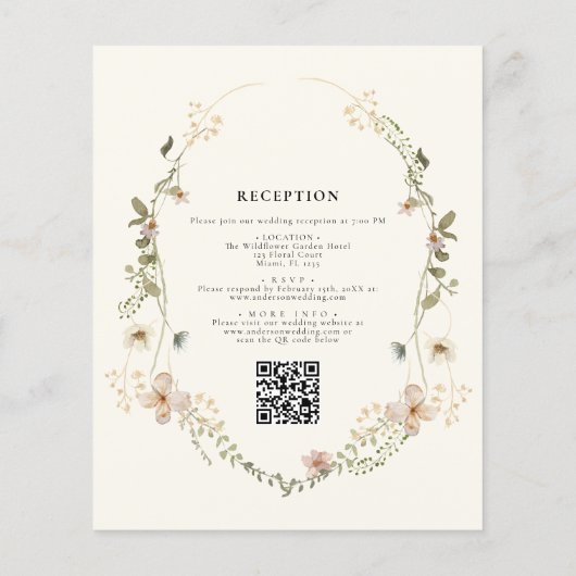 Papier Tout en un Fleur sauvage QR Code Jardin Mariage (Dos)