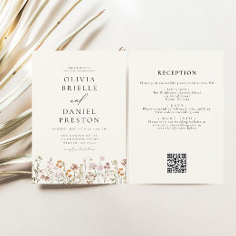 Papier Tout en un Fleur sauvage QR Code Jardin Mariage