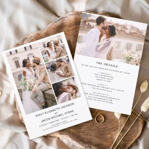 Papier Tout en un minimaliste photo Mariage blanc