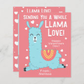 Papier Toute la Llama Love Classroom Valentine's Day Card (Devant / Derrière)