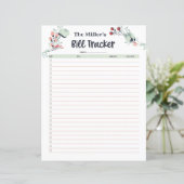 Papier Tracker de facture mensuelle dans un style floral  (Debout devant)
