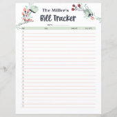 Papier Tracker de facture mensuelle dans un style floral  (Devant)