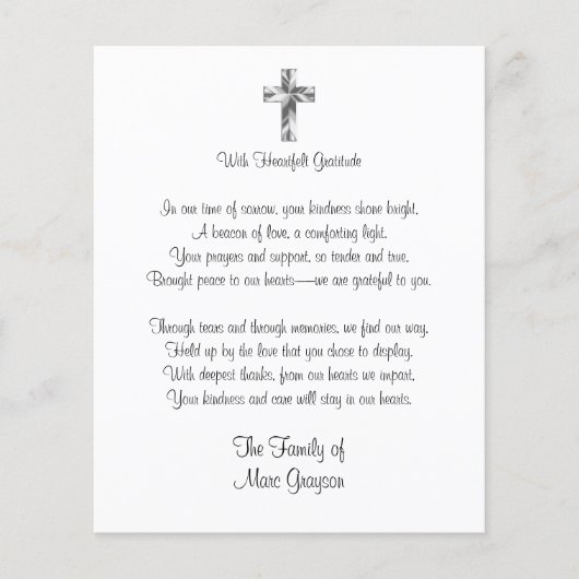Papier Traditional Cross Budget Funeral Thank You Card (Devant)