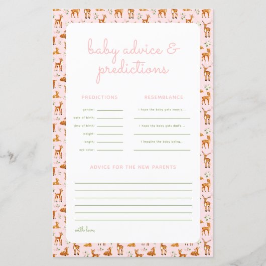 Papier Traditions de la famille du cerf rose & Jeu de pré (Devant)