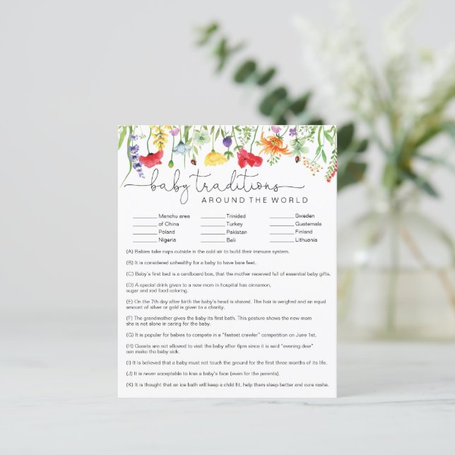 Papier Traditions fleurs sauvages Des Bébés Dans Le Monde (Debout devant)