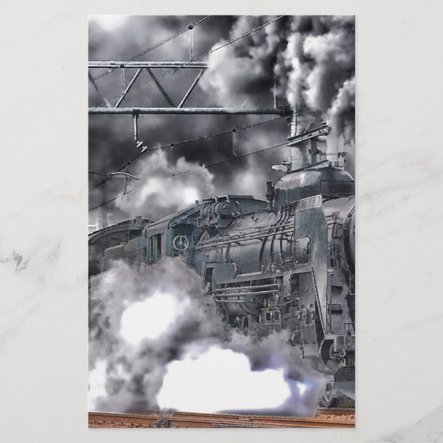Papier Train Steam Railroad Steampunk Engine Destinée (Devant)