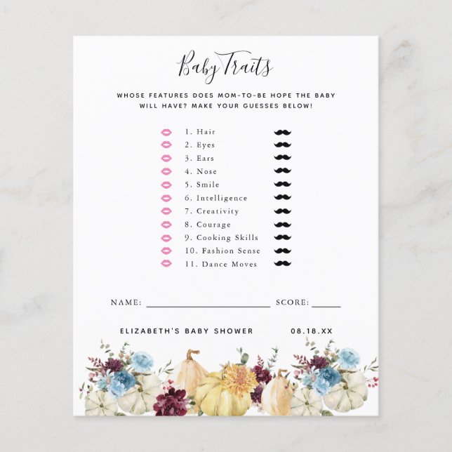 Papier Traits de bébé | Jeu de Baby Shower (Devant)