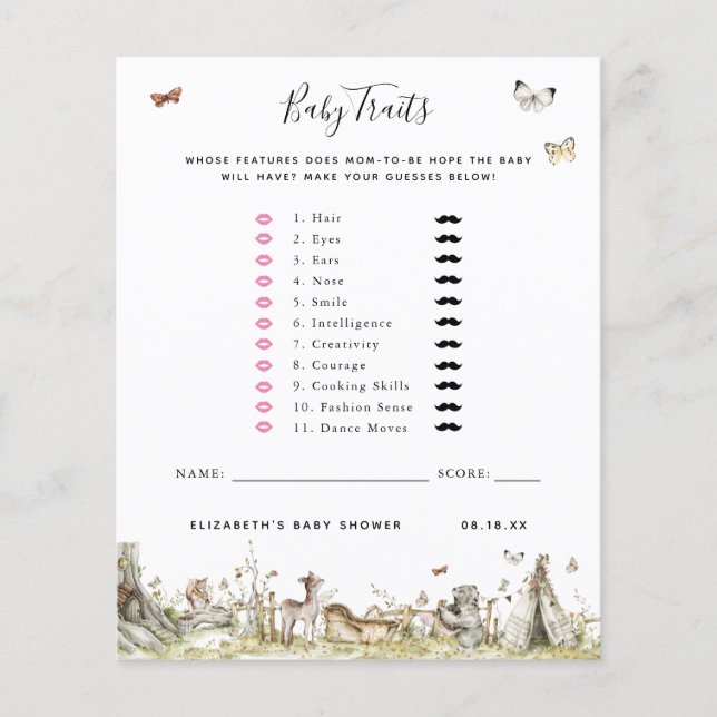 Papier Traits de bébé | Jeu de Baby Shower (Devant)
