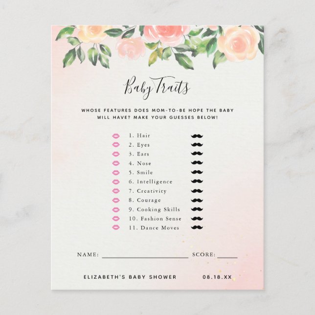Papier Traits de bébé | Jeu de Baby Shower (Devant)
