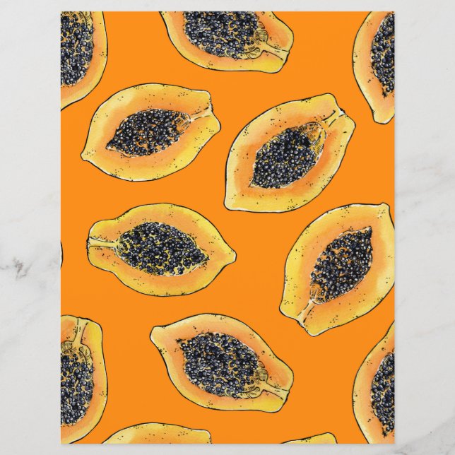 Papier Tranches de Papaya sur orange (Devant)