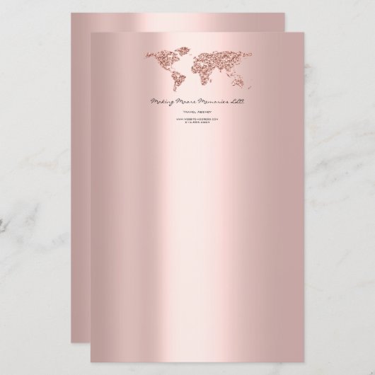 Papier Travel Blogger Agency Earth Globe Rose Parties sci (Devant / Derrière)