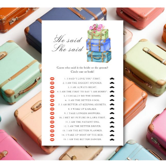 Papier Travel bridal shower - He said she said game (Créateur téléchargé)