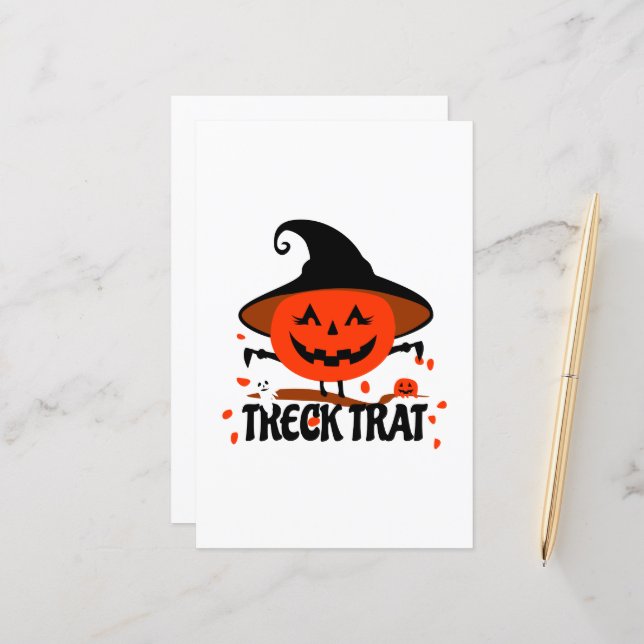Papier Treck Trat Citrouille Sourire (Devant/Arrière en situation)