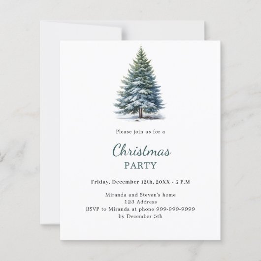 Papier Tree snow QR code Christmas Party invitation (Devant)