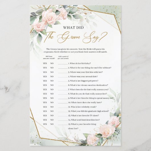 Papier Trendy blush et cadre doré Que disait le marié (Devant)