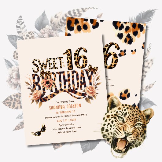 Papier Trendy Sweet 16 Empreinte de léopard Safari